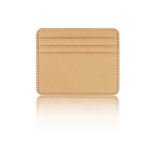NEW slim faux leather khaki tan color Minimalist wallet credit card holder B191